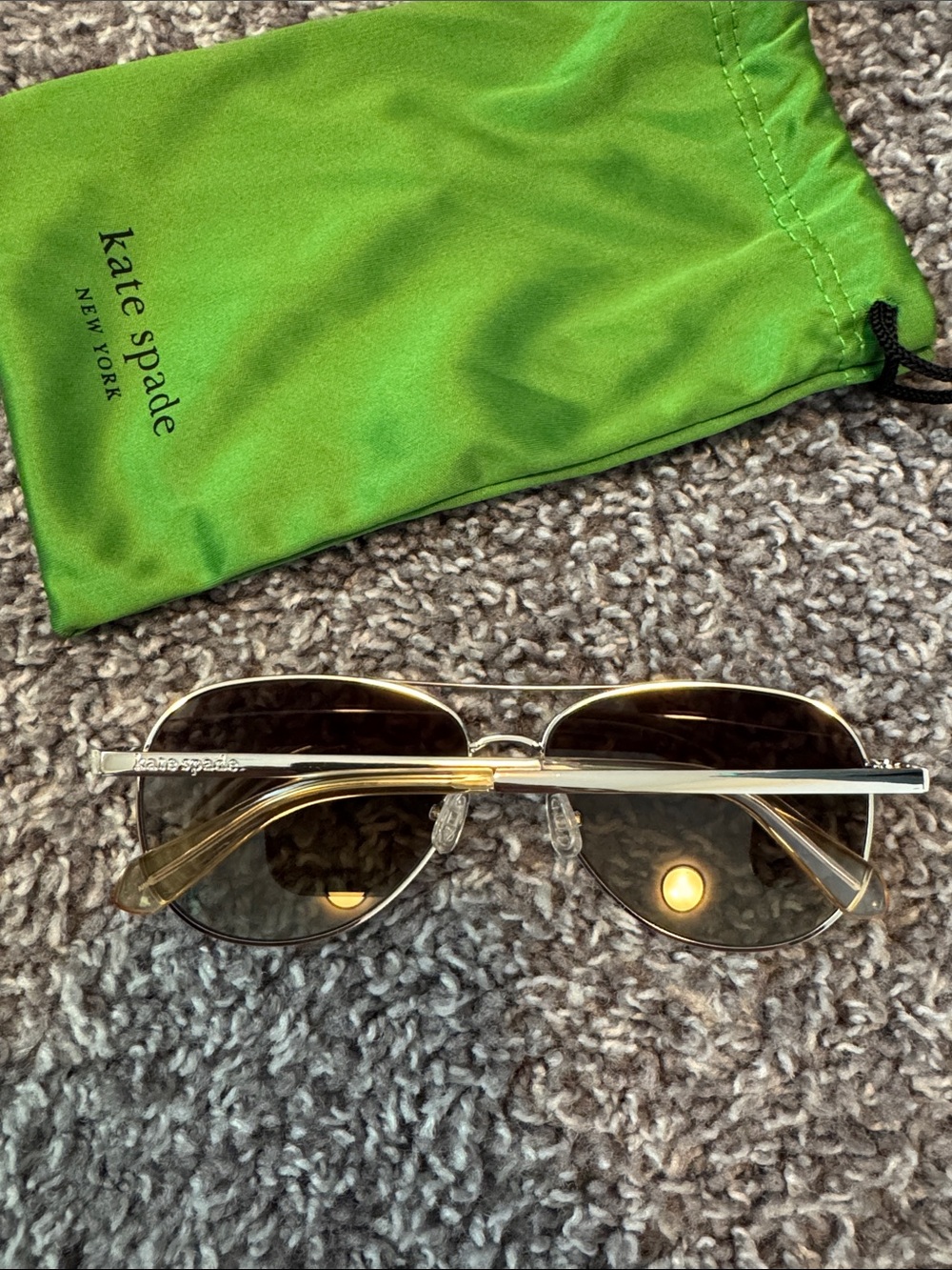 New Kate Spade Gold Metal Aviator Sunglasses - Picture 2 of 4